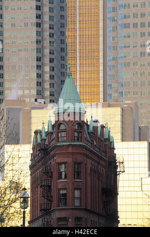 Kanada, Ontario, Toronto, Flatiron Gebäude North America, Hochhäusern, Gebäuden, Strukturen, Detail, Architektur, Gooderham Building, Flatiron-Building, Gooderham Building, Wellington Street East, baut im Jahre 1892, Architekt David Robert Jr., Sehenswürdigkeiten Stockfoto