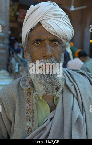 Indien, Punjab, Amritsar, Goldener Tempel, Senior, Porträt, Stockfoto
