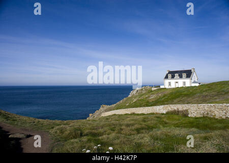 Frankreich, Bretagne, Finistere, Pointe du Millier, Cap Sizun, Küste, Haus, den Atlantik, Stockfoto