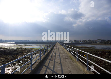 Frankreich, Bretagne, Finistere, Roscoff, Pier, den Atlantik, Ebbe, Stockfoto