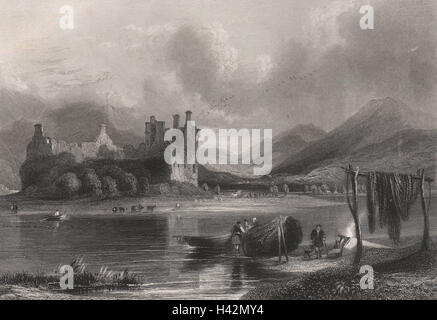 Kilchurn Castle, Loch Awe. Argyllshire. Schottland. ALLOM c1840 Alter Druck Stockfoto