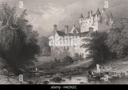 Cawdor Castle. Nairnshire. Schottland. ALLOM c1840 alten antiken Druck-Bild Stockfoto