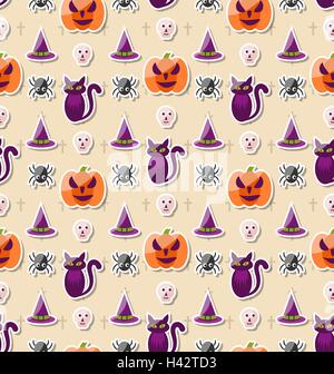 Halloween nahtlose Muster mit bunten traditionellen Symbole Stock Vektor