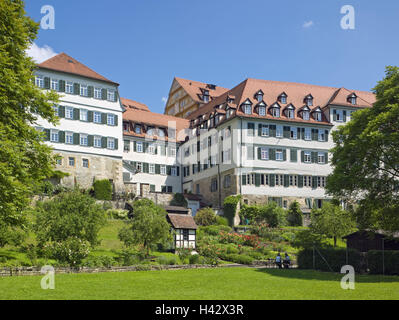 Deutschland, Baden-Württemberg, Tübingen, evangelische Stift, Stift Garten, Stadt, Ort von Interesse, Augustiner Kloster, Kreuzgang, Gebäude, Architektur, glauben, Religion, Christentum, Garten, Garten, Protestant, Bäume, Sträucher, Sommer, draußen, Stockfoto