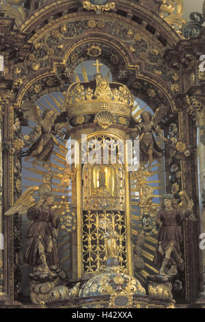 Kirche Maria in der Tanne, Hochaltar, Gnade Bild, Europa, Deutschland, zu versenden, Baden-Württemberg, Schwarzwald, Hausmeister Kreis, Schwarzwald, Berg Tri, Wallfahrtskirche, Kirche, Heilige Bau, Ort von Interesse, Altar, Carving, hölzerne carvi Stockfoto