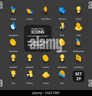 Farbige Icons inmitten flach isometrische Darstellung Stil, Vektor-Sammlung Stock Vektor