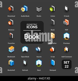 Farbige Icons inmitten flach isometrische Darstellung Stil, Vektor-Sammlung Stock Vektor