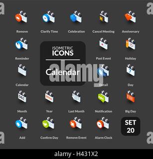 Farbige Icons inmitten flach isometrische Darstellung Stil, Vektor-Sammlung Stock Vektor