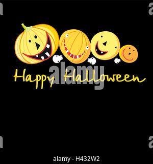 Grußkarte mit einer heiteren Kürbisse für Halloween auf einem dunklen Hintergrund Stock Vektor