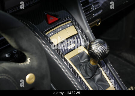 Porsche Gemballa Mirage GT, schwarz, Interieur, Detail, Schalthebel Stockfoto