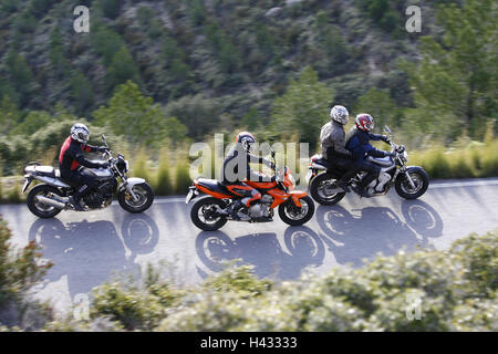 Motorräder, 3. Gruppe, Straße, Umzug Stockfoto