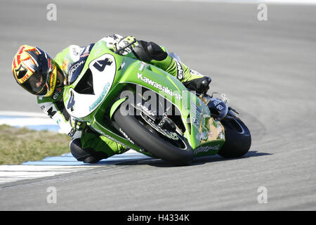 Motorrad-Broschüre IDM, Kawasaki Racing Motor Radian, Rennstrecke Stockfoto