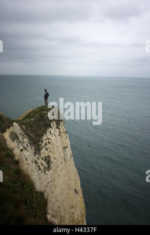 UK, South England, Jurassic Coast, cliffs, Old Harry Rocks, man, sea, island, coast, Stockfoto
