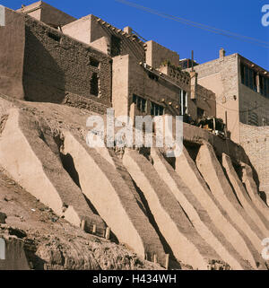 China, Region Sinkiang, Framing-sogar, Old Town, Häuser, Stadtbefestigung, Asien, Seidenstraße, Xinjiang Kashi, Stadt, Gebäude, Wohnhäuser, mucky Einstellung, Löss Lehmziegeln, Struktur der Vergangenheit verlassen, Stockfoto