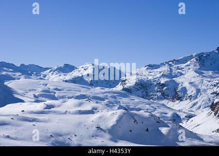 Schweiz, Bündner, Albula, Bivio, Bergpanorama, Skigebiet, Winter, Stockfoto