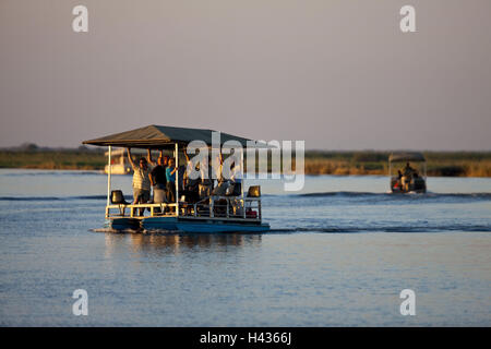 Afrika, Botswana, North West District, Chobe-Nationalpark Chobe Fluss, Bootsausflug, Tourist, Stockfoto