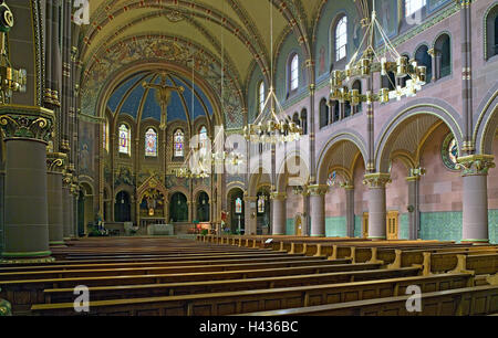 Deutschland, Baden-Wurttemberg, Forbach, Kirche Saint John, Innenansicht, Schwarzwald, Murgtal, Friedhof, Kirche, Schiff, Mittelschiff, Sättel, Holzbänke, Altar, Kanzel, Architektur, Sehenswürdigkeit, innen, menschenleer, Stockfoto