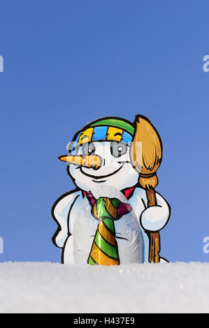 Schneemann Figur, Schnee, Himmel, Stockfoto