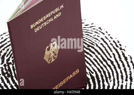 Fingerabdruck, Reisepass, Detail, Stockfoto