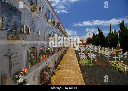 Spanien, Kanarische Inseln, La Palma, Garafia, Friedhof, Stockfoto