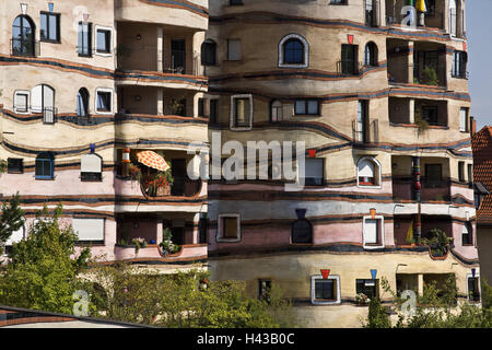 Deutschland, Hessen, Darmstadt, bürgerlichen Viertel, Wald-Spirale, 100 Wasserhaus, Detail, Stadt, Architektur, Bau, Künstler, 100 Wasser, Wohnhaus, Wohn-komplexe, architektonischen Stil, gekonnt, Architektur, zivile Park, vierter von Interesse, Stockfoto