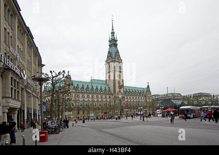 Deutschland, Hamburg, Alsterarkaden, Rathaus, Stockfoto