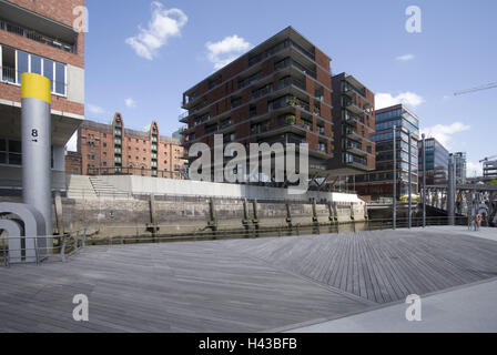 Deutschland, Hamburg, Hafen, Stadt, Sand Ziel Quay, Gebäude, Stockfoto