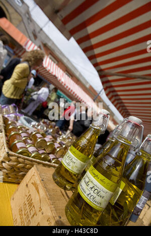 Frankreich, Provence, Cote d ' Azur, Nizza, Cours Saleya, Markt, regionale Produkte, Olivenöl, Stockfoto