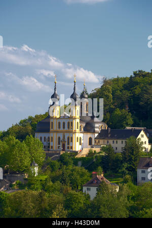 Deutschland, Bayern, Würzburg, Wallfahrt Kirche St. Maria, Käppele, Architektur, Ziel, Strukturen, Berge, Bäume, Christentum, Festung, Gebäude, glauben, Kirche, gewölbtes Gebäude, Santas Berg, Pfarrkirche, Religion, Sehenswürdigkeit, Symbol, Stockfoto