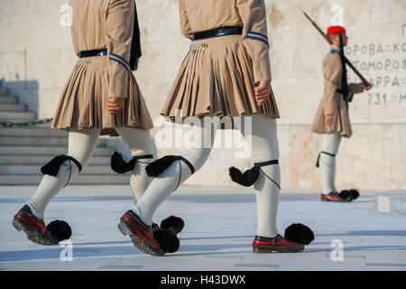 Evzone Soldaten, die Wachablösung, Athen, Griechenland Stockfoto