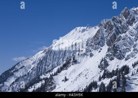 Berg Österreichs, Vorarlberg, Arl, Lech, Bergpanorama, Winter, Stockfoto