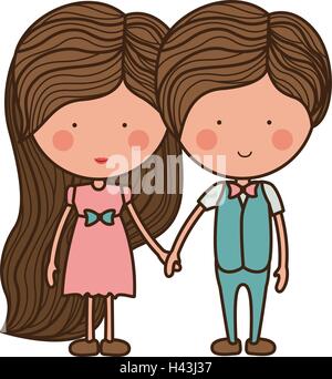 paar Hand in Hand mit Kleidung Stock Vektor