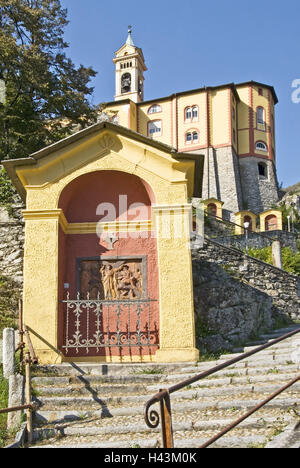 Schweiz, Tessin, Luzern, Wallfahrtskirche "Madonna del Sasso", Kreuzung "via Crucis", Stockfoto