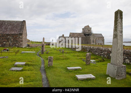 Großbritannien, Schottland, Argyll und Bute, Iona Abbey, Friedhof, Stockfoto