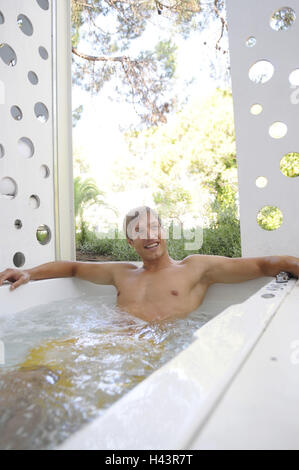 Mensch, Junge, Whirlpool, Stockfoto