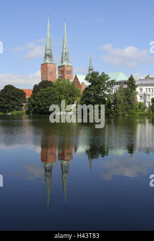Deutschland, Schleswig-Holstein, Lübeck (Stadt), Dom, Mühlteich, Tresor Höhe 20 m Stockfoto