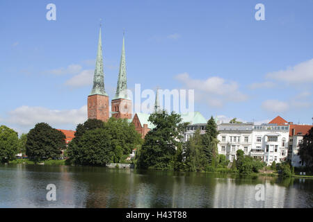 Deutschland, Schleswig-Holstein, Lübeck (Stadt), Dom, Mühlteich, Tresor Höhe 20 m Stockfoto