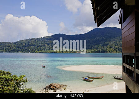 Thailand, Koh Lipe, Sunrise Beach, Asien, Insel, Strand, Meer, Wasser, Stiefel, Landschaft, exotisch, Urlaub, Tourismus, niemand, Stockfoto