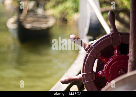 Schiff, Steuer, Holz, mittlere Nahaufnahme, Detail, Stockfoto