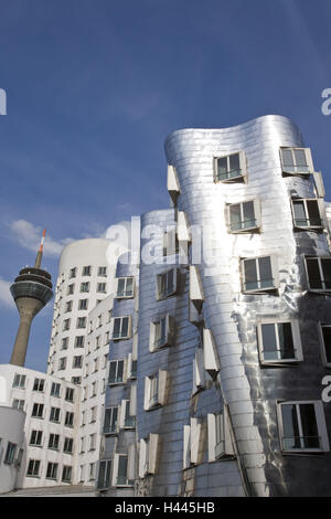 Rheinturm, neue Zoll-Gericht, Medienhafen, Düsseldorf, Nordrhein-Westfalen, Deutschland Stockfoto