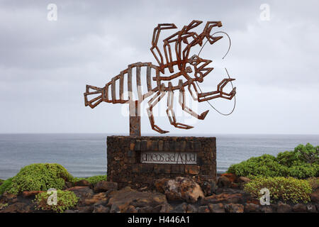 Spanien, die Kanarischen Inseln, Lanzarote, Eingang zur Grotte "Jameos del Agua", Kunst, Skulptur, Stockfoto