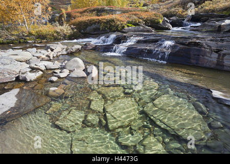 Norwegen, Turtagrö, Helgedalselva Fluss, Wasserfall, Detail, Stockfoto