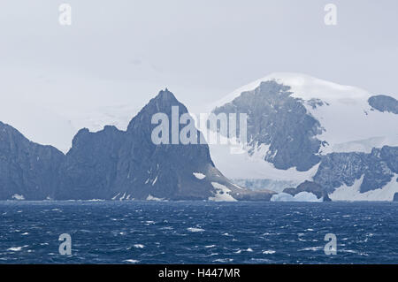 South Shetland, Elephant Island, Point Wild, Felsen, Gletscher, See, Stockfoto