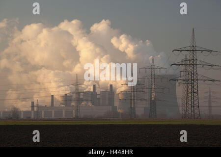 Deutschland, Nordrhein-Westfalen, Kohle-Kraftwerk Niederaußem bei Köln, Stockfoto