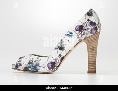 Damenschuh, Pumps, florales Design, Stockfoto