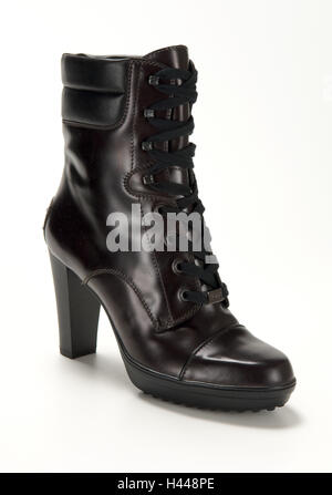 Damen-Stiefelette, Leder, schwarz, Stockfoto