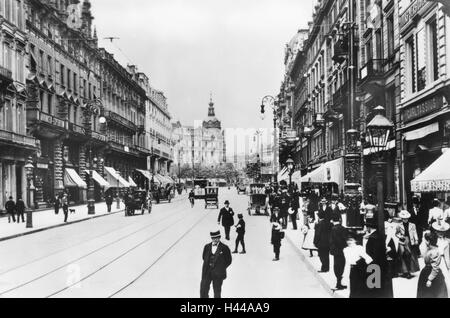 Deutschland, Hessen, Frankfurt am Main, Straßenszene, Kaiserstraße, 1904, Stockfoto