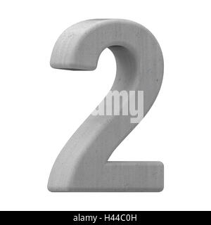 Links schiefen 3d grauen Beton Nummer 2, 3D Rendering Grafik isoliert auf weißem Hintergrund Stockfoto