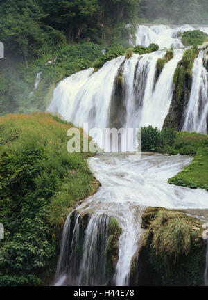 Italien, Umbrien, Region Terni, Murmeln, Wasserfall, Detail, Natur, Ort von Interesse, Wasser, Wasserfälle, Galle Schritt, draußen, menschenleer, Fluss Velino, Strömung, Stockfoto