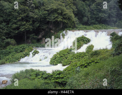 Italien, Umbrien, Region Terni, Murmeln, Wasserfall, Detail, Natur, Ort von Interesse, Wasser, Wasserfälle, Galle Schritt, draußen, menschenleer, Fluss Velino, Flow, Kraft der Natur Stockfoto